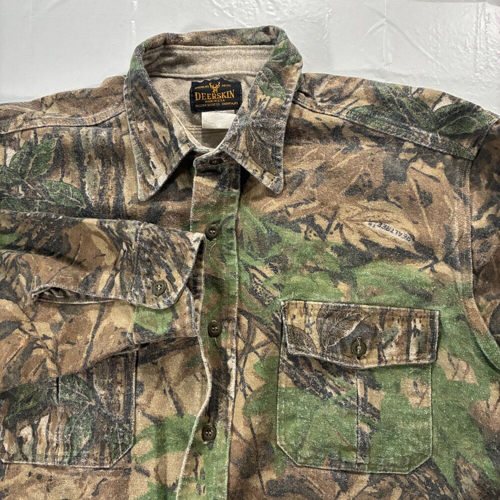VTG Deerskin Realtree Camo Heavyweight Melton Shirt Co Men's Large Made In USA